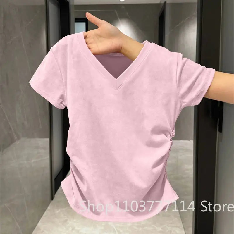 New summer women's American sexy top looks slim and high-end spicy girl short sleeved T-shirt   aesthetic clothes women clothing