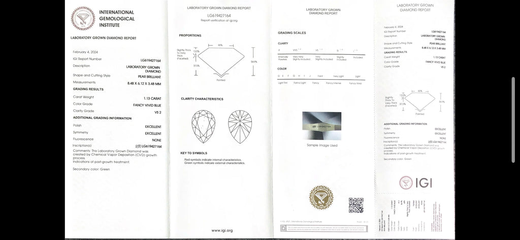 Messi Jewelry Fancy Blue Colored Diamond With IGI certificate HPHT CVD Color Lab Grown Diamonds Wholesale