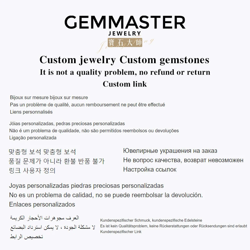 Custom Jewelry Ring Earrings Necklace Bracelet Links Custom gems are not quality issues and cannot be refunded for return