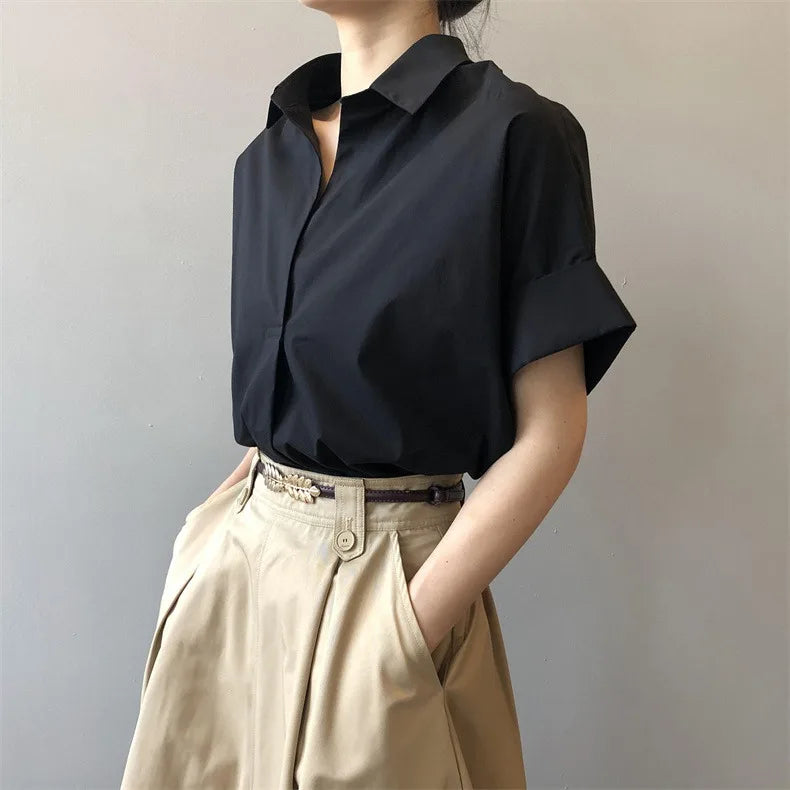 Women Summer Tops Tees Sexy Vintage Blouse Chiffon Ruched Short Sleeve Shirt Ruffles T Shirts Loose Casual Tees