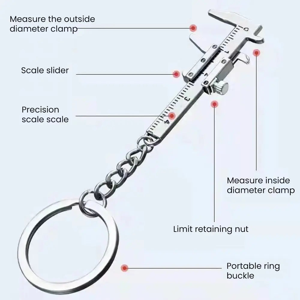 Mini Vernier Caliper Pocket Key Chain Keyring Ornaments Small 3D Movable Precision Measure Tool Accessories Slider Ruler Alloy