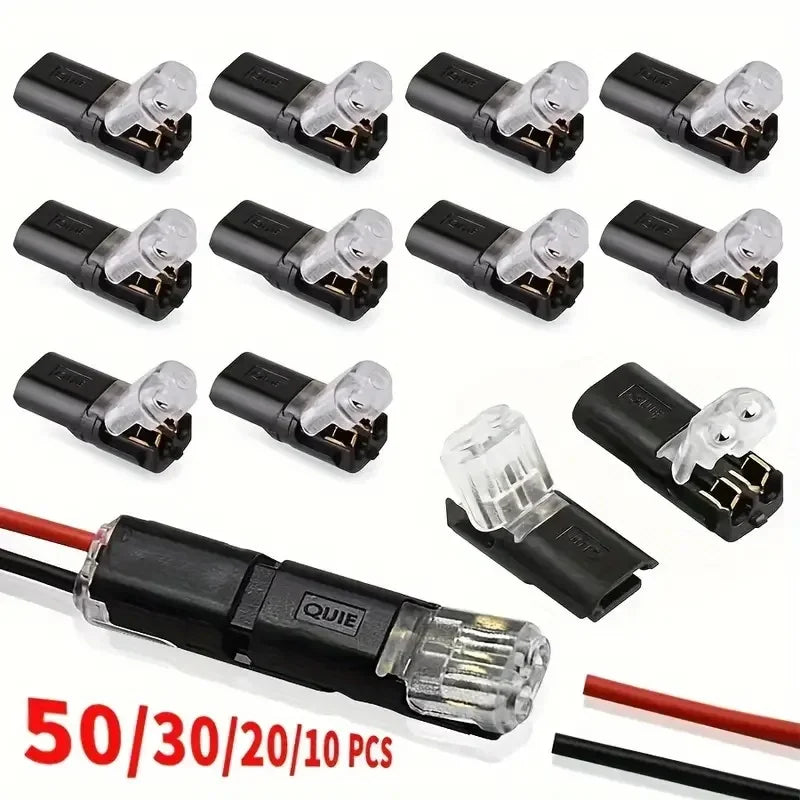 10/20/30/40/50Pcs Pluggable LED Wire Connectors, 2 Pin 2 Way Universal Compact Wire Terminals,